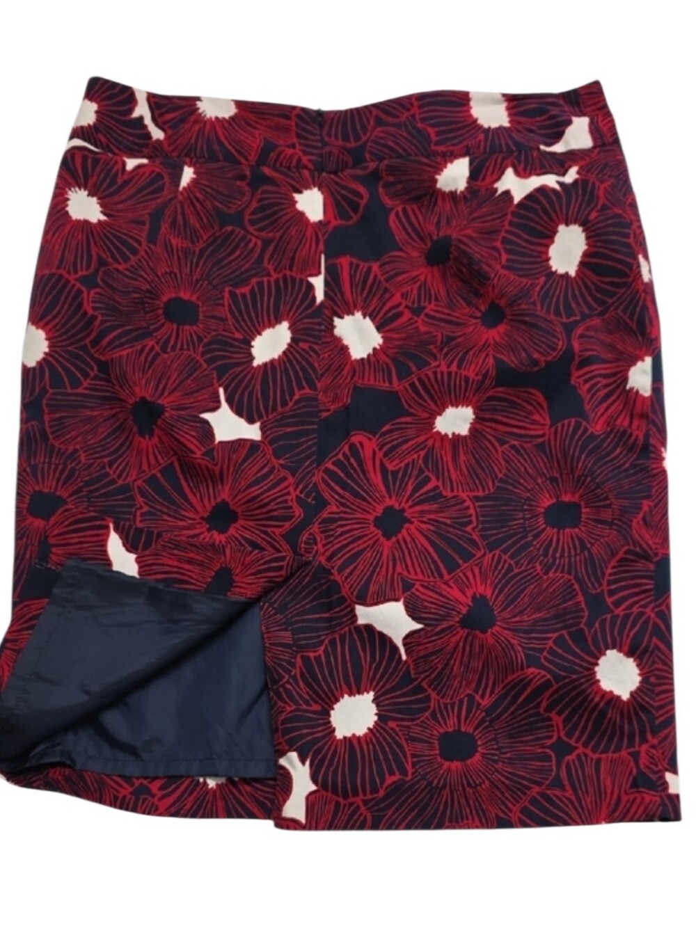 Charter Club Floral Skirt Navy Red Pencil Skirt Lined Classic Spring SummerStyle - Picture 3 of 13